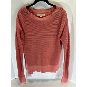LOFT Textured Crew Neck Pullover Sweater Coral Pink Women's Size‎ Small